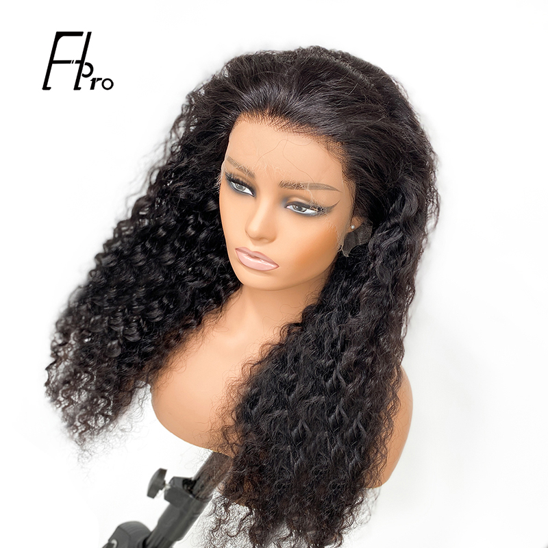 13x4 HD Front Lace Wig Free Part Human Hair Deep Wave Texture Natural Color